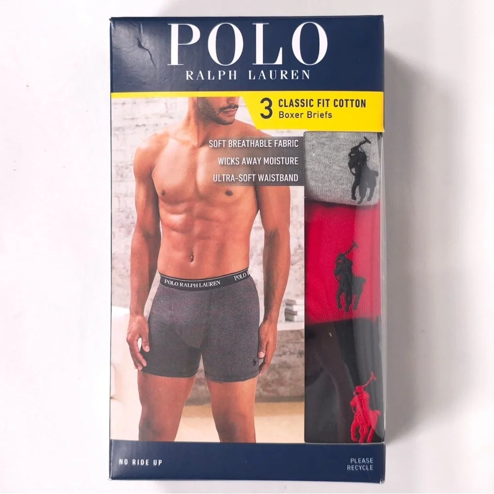 POLO‎ RALPH LAUREN Men’s 3 PACK Classic Fit Cotton Boxers Briefs Multicolor